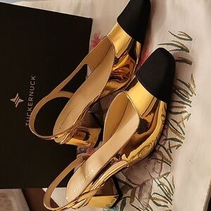 Tuckernuck Gold Tinsley Slingback Heels Numerous Sizes